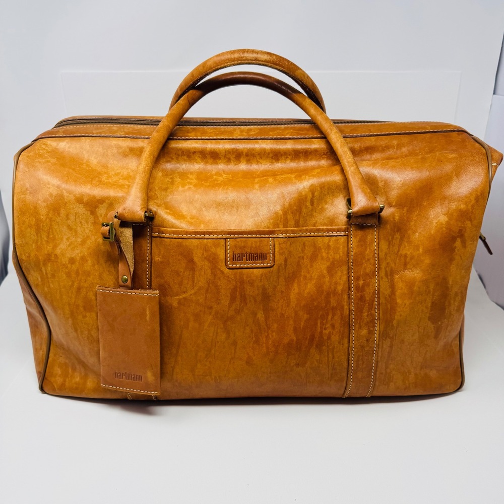 VTG Hartmann Heritage Tan Belting Leather Duffel Bag Weekender Luggage Carryon